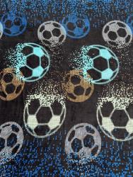 10-71-02-0065 - FRAZADA LIGERA, Cobertor de material microfibra de poliester con acabado interior tipo borrega, TAMAÑO MATRIMONIAL - ALTURA 210 - 220 CM,  ANCHO 170 - 180 CM, DISEÑO INFANTIL FUTBOL