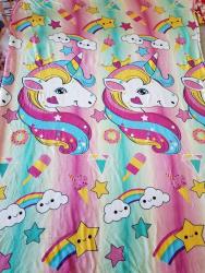 10-71-02-0091 - FRAZADA LIGERA, Cobertor de material microfibra de poliester con acabado interior tipo borrega, TAMAÑO MATRIMONIAL - ALTURA 210 - 220 CM,  ANCHO 170 - 180 CM, DISEÑO INFANTIL UNICORNIO 3